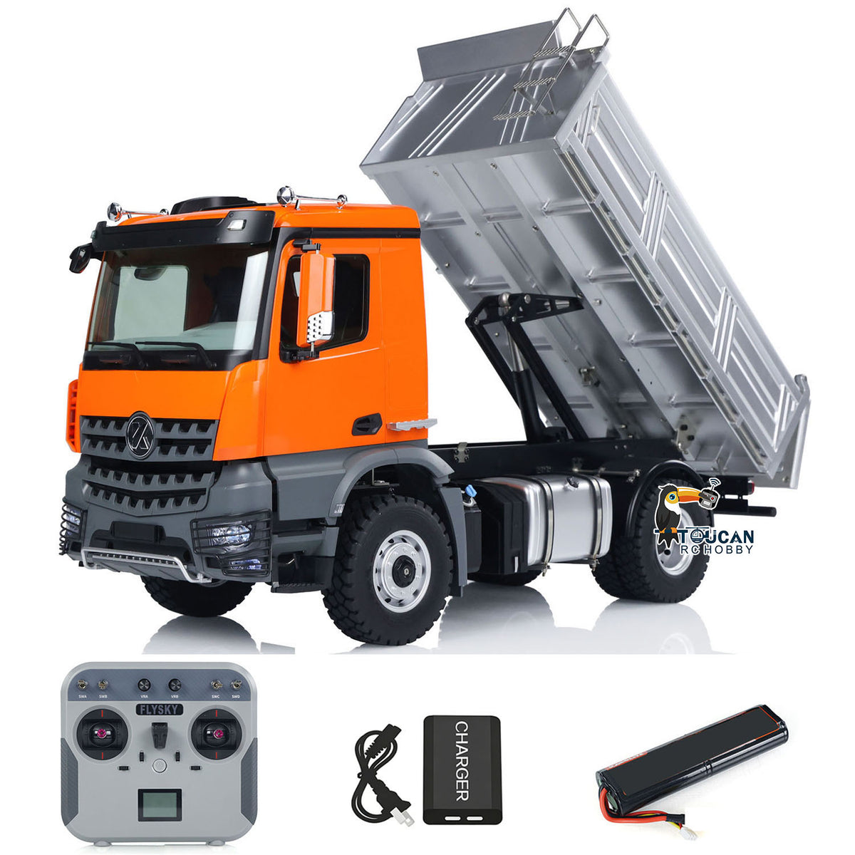 TOUCAN RC HOBBY Kabolite 4*4 1/14 Plastic RC Dumper Truck 5701 Remote Control Tipper Car RTR Model 2-speed Gearbox Light Sound 2.4G Radio Controller and Receiver Battery
