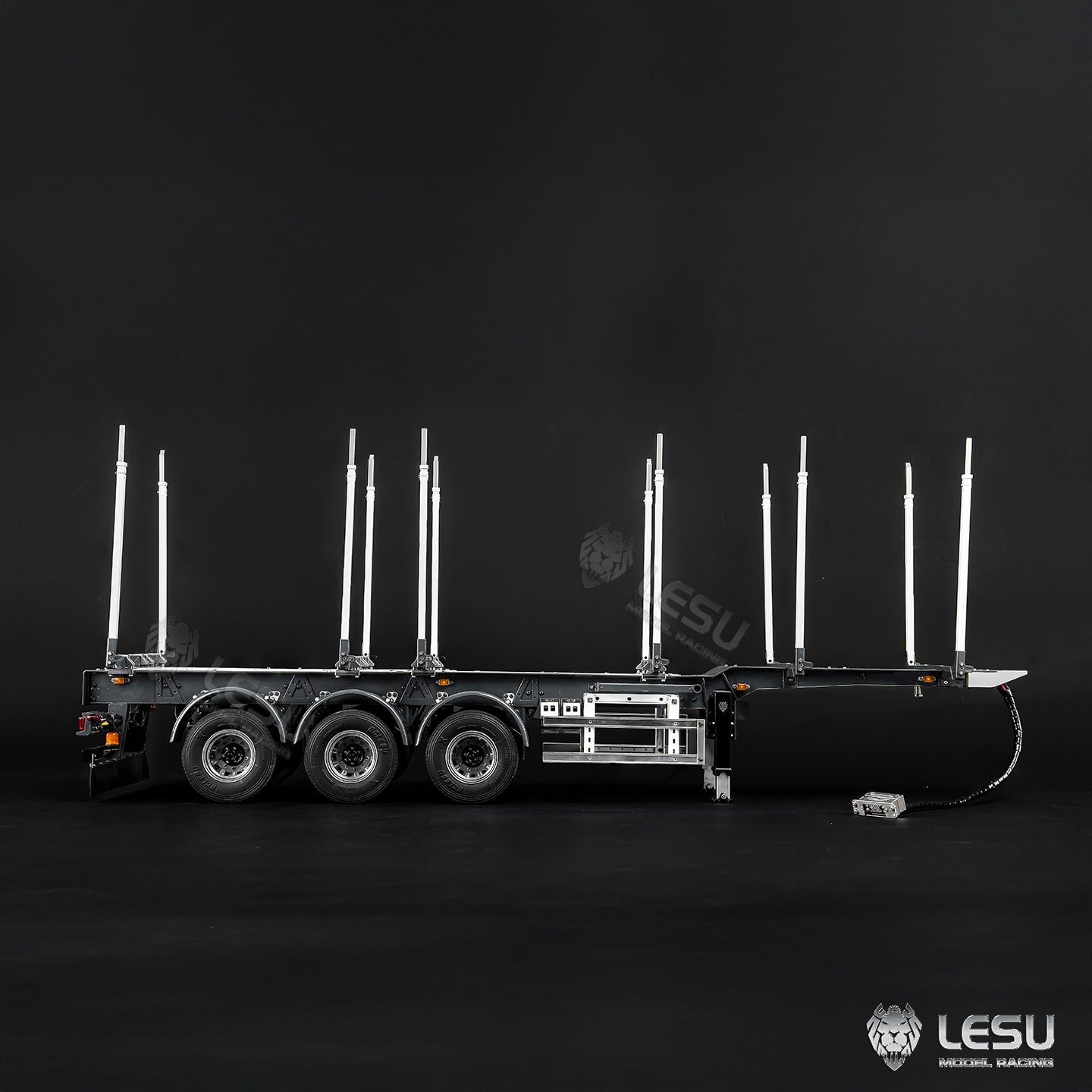 LESU 1/14 Metal Log Semi Trailer RC Wood Transport Car Light Electric Lifting Leg Servo-Controlled Drum Brake for TAMIYA Tractor