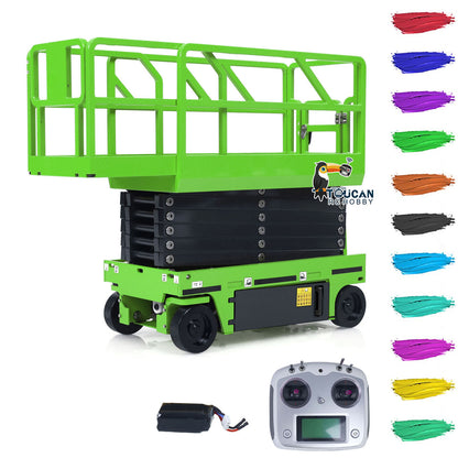 CUT 1/14 Metal Hydraulic Scissor Lift RC Platform Truck TOUCAN Paint Ready to Run Motor ESC Servo I6S Radio Adults Collection
