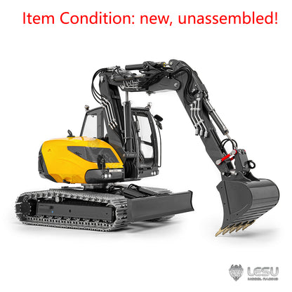 LESU MC15 4 Arms Metal 1/14 Hydraulic Remote Control Excavator KIT Model RC Digger Dual Pumps 9 Ways Valve Light Sound Motor