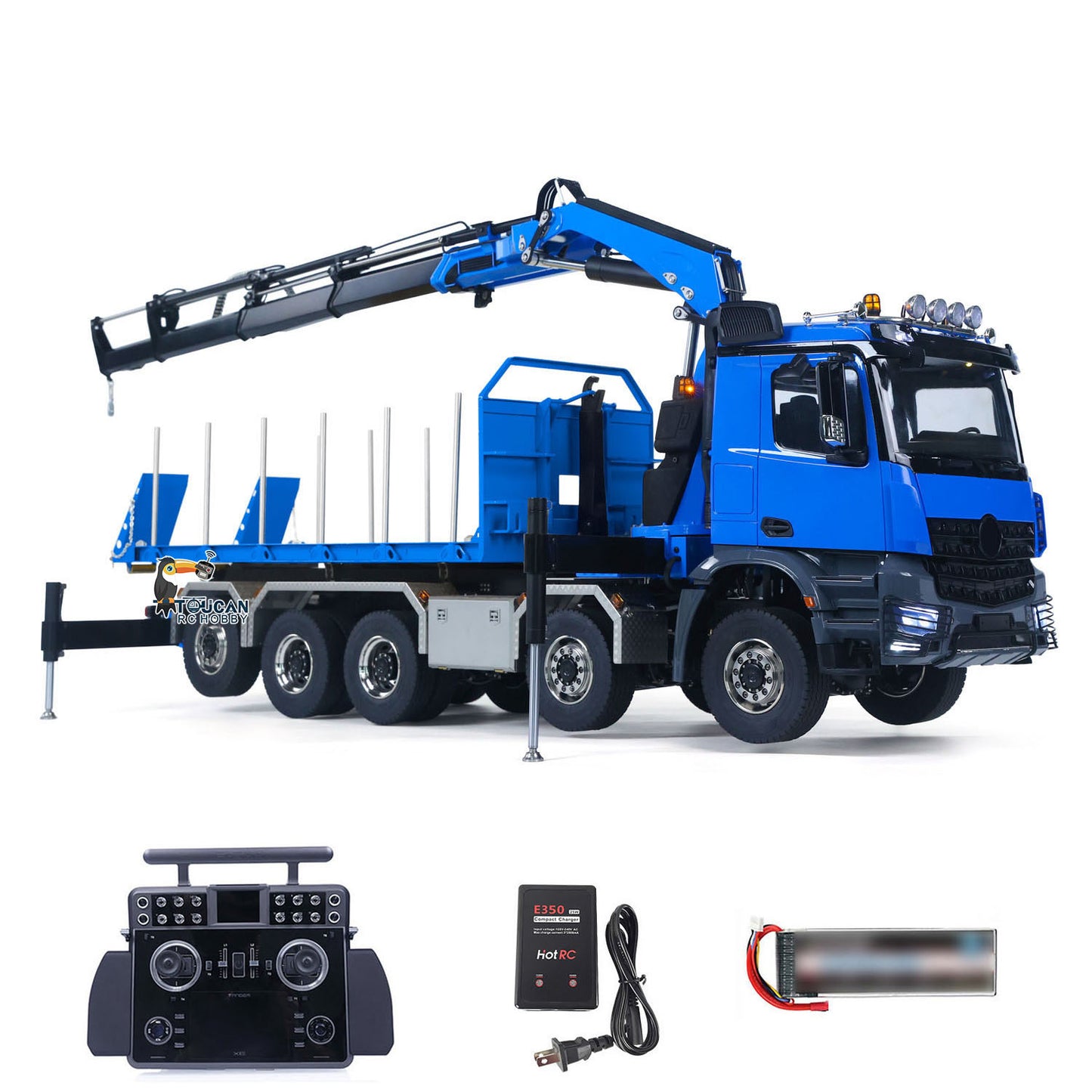 1/14 RC Hydraulic Crane Dumper Truck 10x10 Full Dump Car Model 3-speed Gearbox with U-shaped High Standard Bucket Timber Flatbed