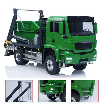 LESU Z0068 1/14 Metal 4x4 Hydraulic Swing Arm Garbage Vehicle 3 Speed Transmission Lock Differential Axles for Backyard Fun