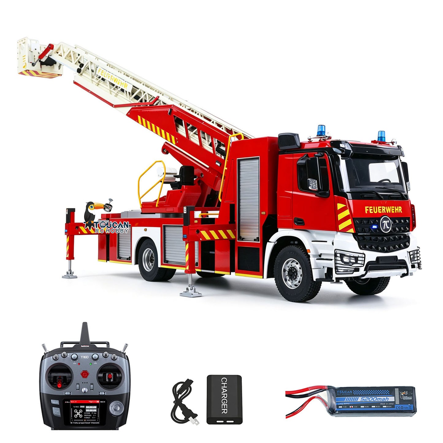 2Speed 1/14 4*4 Metal Chassis Electric Remote Control Lift Ladder Fire Truck RC Model Vehicle Radio No Battery Charger