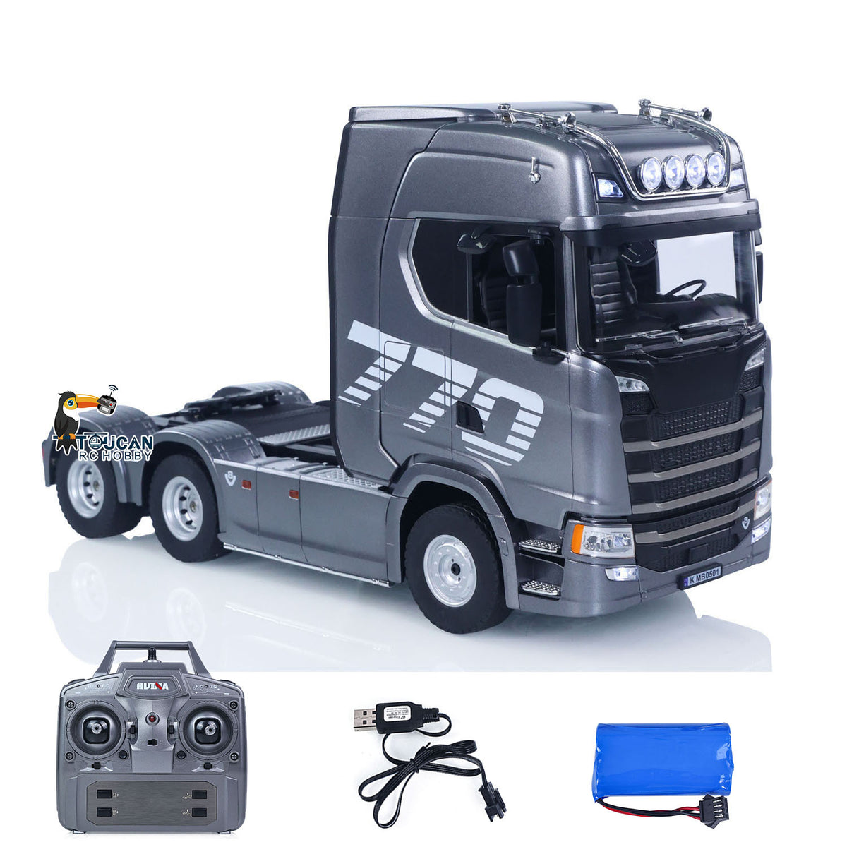 TOUCAN RC HOBBY US Stock HUINA 1501PRO 6X4 Electric 1/18 Remote Control Tractor Truck RC Lorry Vehicle Light Sound Effect Battery
