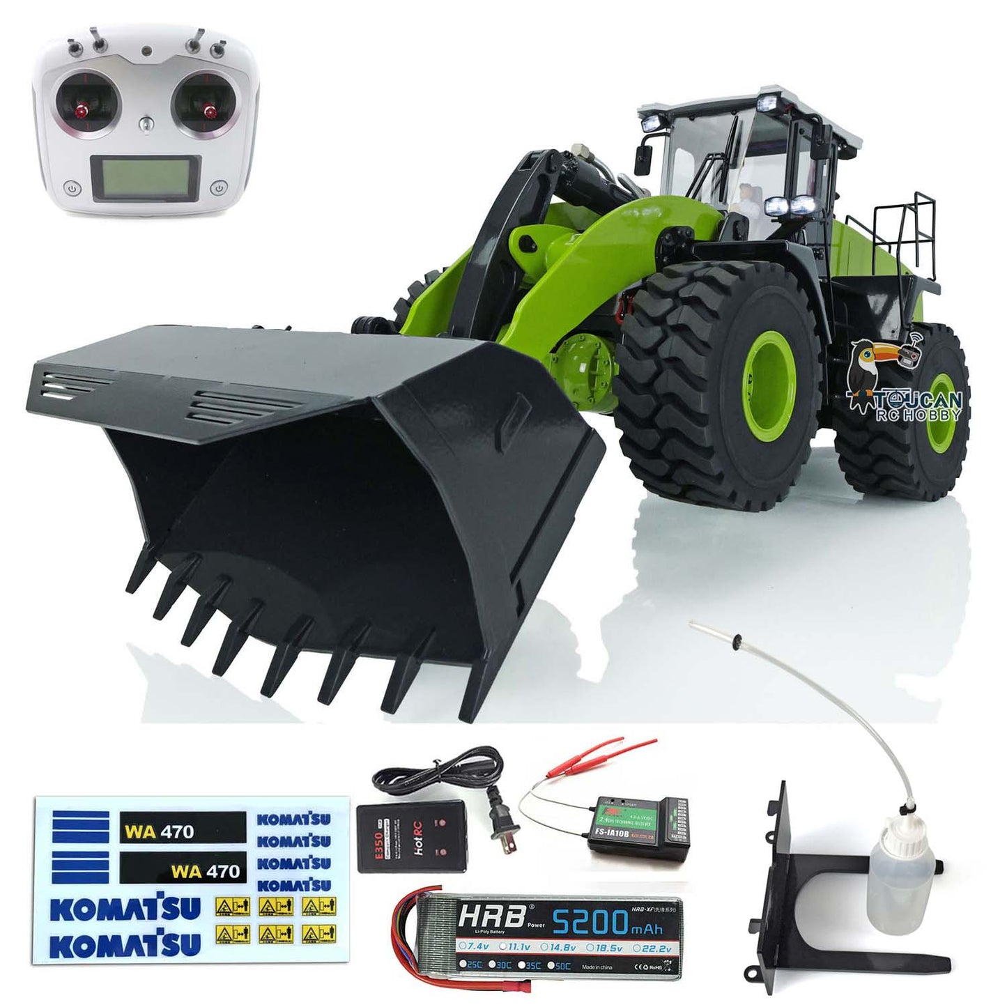 Metal 1/14 Scale WA470 RC Hydraulic Loader 980L Ready to Run XDRC Construction Vehicle Lights Sound Battery