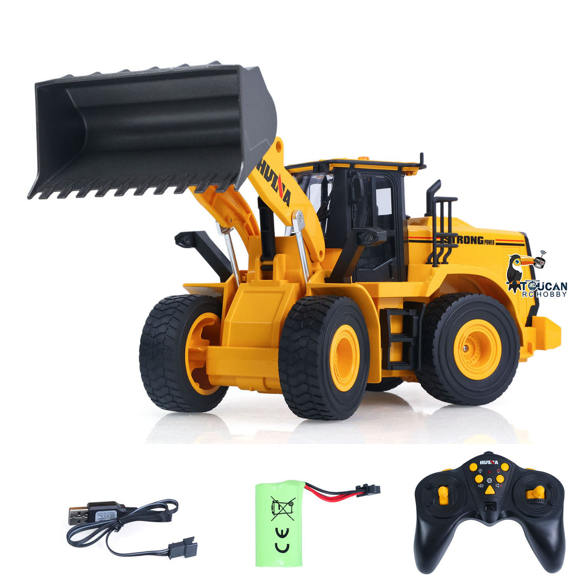 TOUCAN RC HOBBY HUINA 1/16 Half Metal Electric Remote Control Loader 552  Mini RC Engineering Vehicle Model Radio Lights Effect Sounds Effects