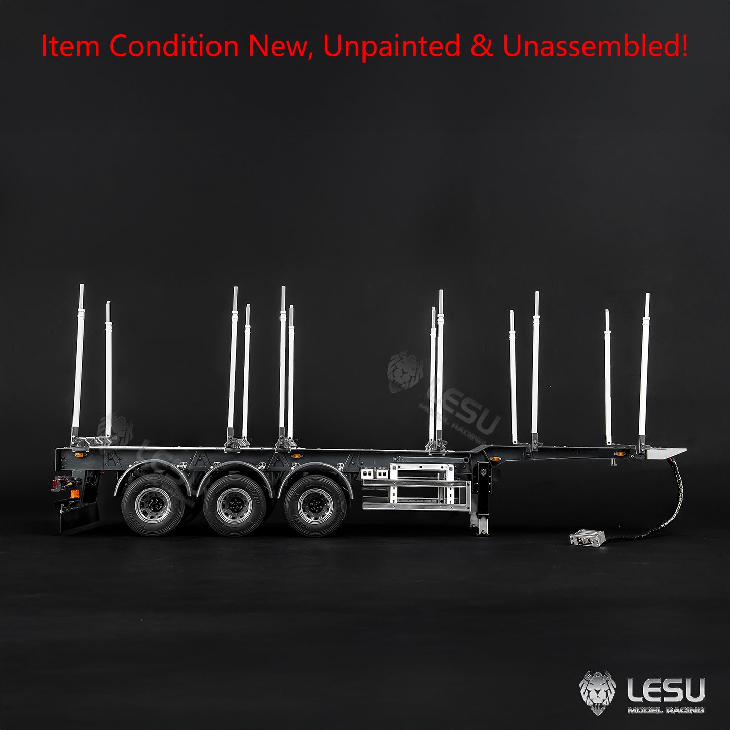 LESU 1/14 Metal RC Log Semi Trailer KIT Wood Transport Vehicle Light Electric Drum Brake Lifting Leg for TAMIYA Tractor Dumper