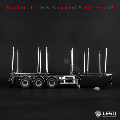 LESU 1/14 Metal RC Log Semi Trailer KIT Wood Transport Vehicle Light Electric Drum Brake Lifting Leg for TAMIYA Tractor Dumper