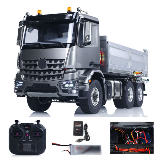 Fast Free Shipping Metal Chassis Model RTR 1/14 RC Hydraulic Dumper 2Speed Remote Control Tipper Car 3Axles NO Lock Differential Axle Radio Battery