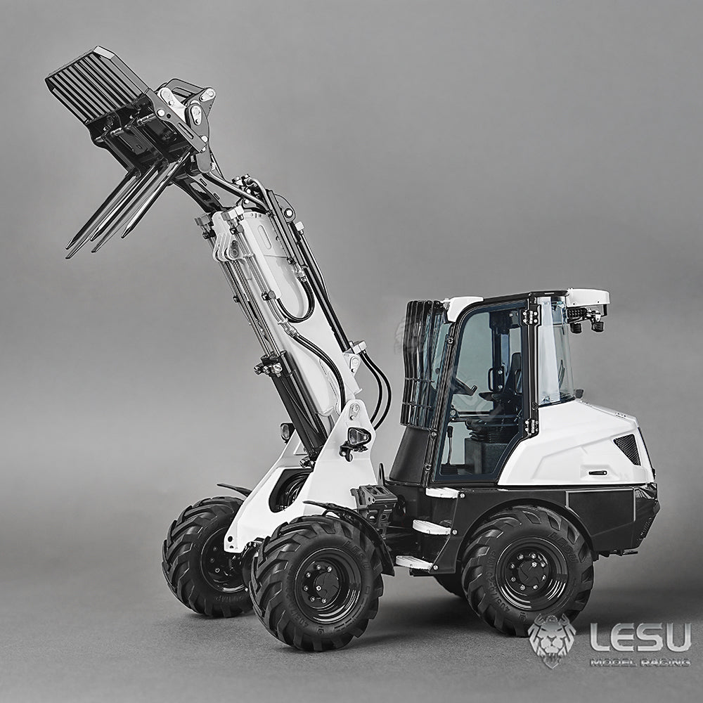 LESU AOUE AT1050 1/14 Metal 4X4 RC Hydraulic Telescopic Arm Loader Sound Light System Fork Bucket for Construction Vehicle Enthusiast