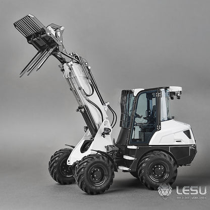 LESU AOUE AT1050 1/14 Metal 4X4 RC Hydraulic Telescopic Arm Loader Sound Light System Fork Bucket for Construction Vehicle Enthusiast