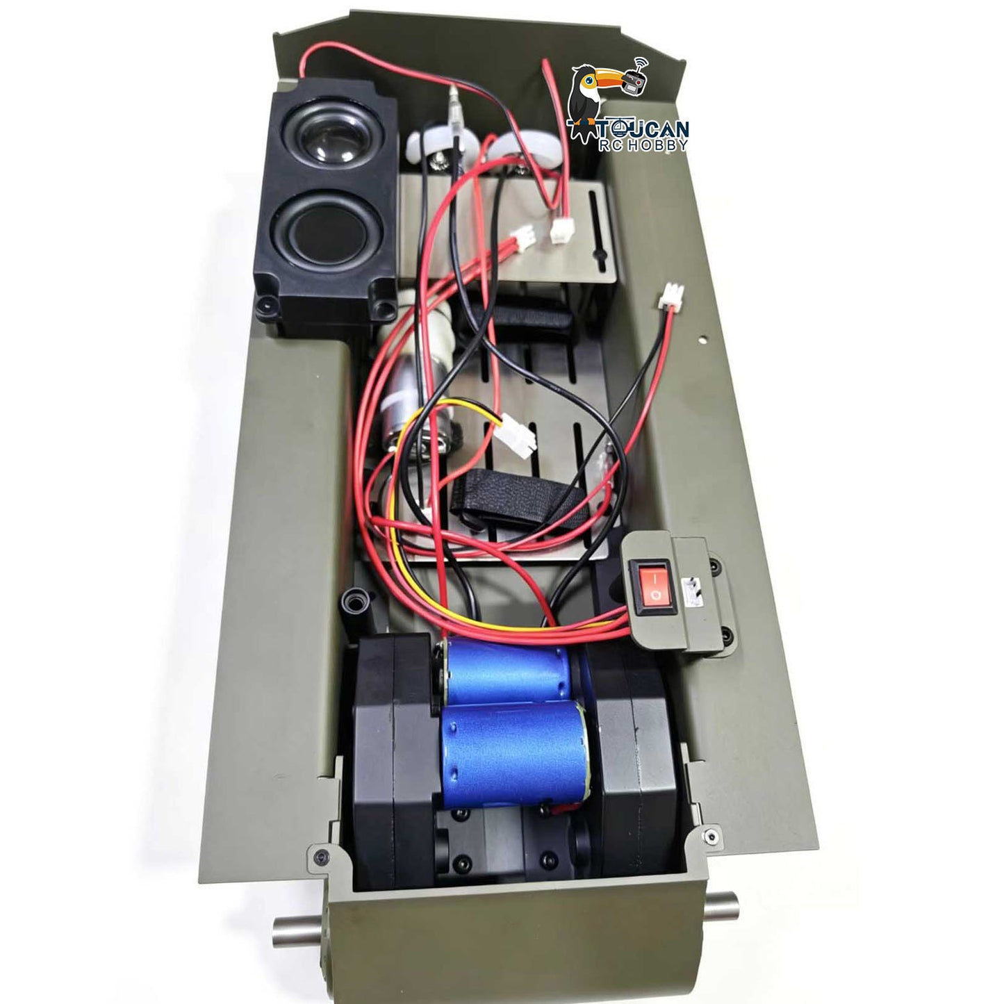 Metal Chassis Smoke Unit Gearbox Power Blue Motor Speaker Switch for Henglong 1/16 RC Battle Tank 3898 USA M4A3 Sherman Model