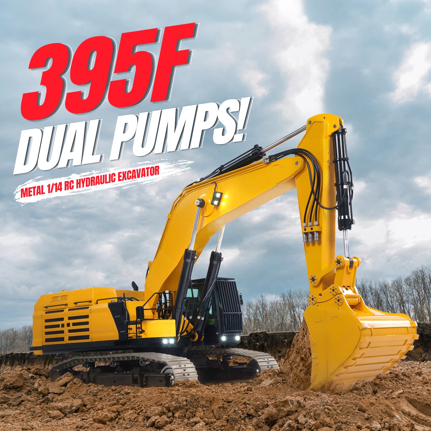 55KG Metal 1/12 RC Hydraulic Excavator 395F Remote Control Digger Dual Pump RTR Heavy Machine Flysky ST8 Radio Battery 6CH Valve