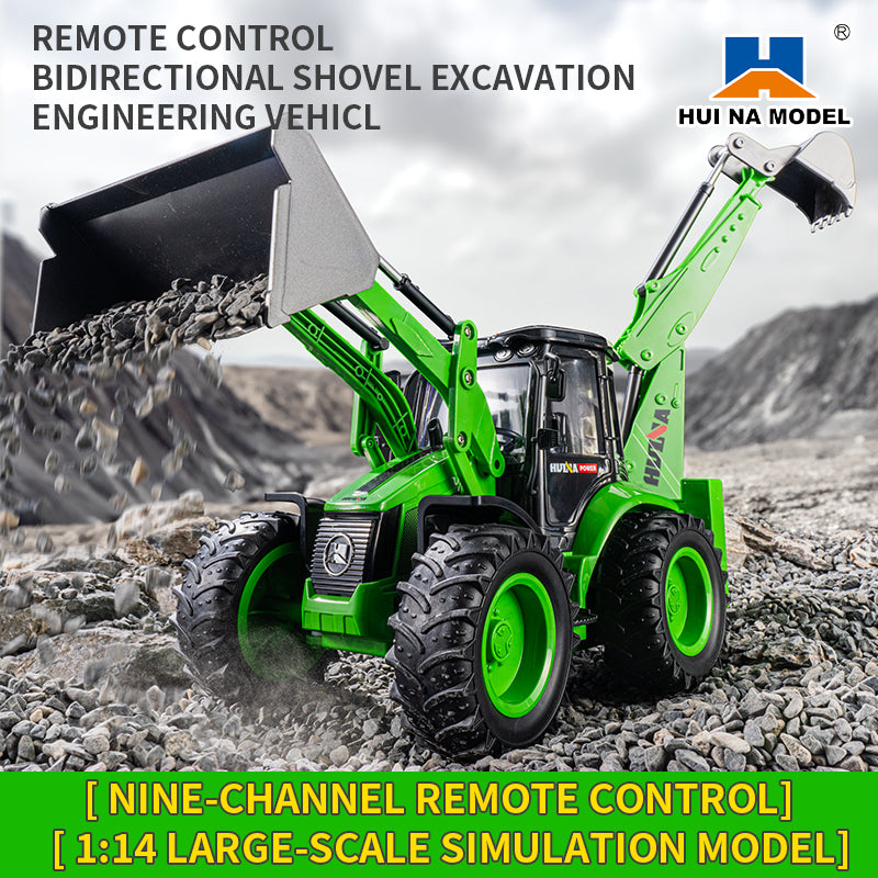 HUINA 1/14 1579 Plastic RC Loader Remote Controlled Backhoe Excavator 2.4G 9CH Hobby Model DIY Toys Electric Cars Painted