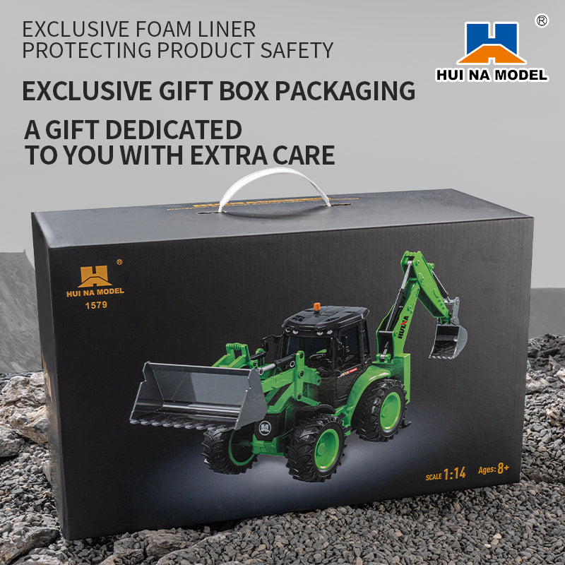 US Stock HUINA 1/14 1579 Backhoe Excavator RTR 2.4G 9CH RC Loader Model Radio Controlled Toys