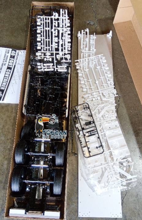 Free Shipping Second Hand US Stock TOUCAN 1/14 RC 40ft Container Chassis Semi Trailer Tractor Truck 3 Axles KIT Unpainted