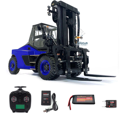 TOUCAN RC HOBBY LESU AOUE LD160S 1/14 Metal Hydraulic RC Forklift FlySky ST8 Remote Controller Towing Hook 6 Ways Reversing Valve Sound Light System Rear Steering Axle