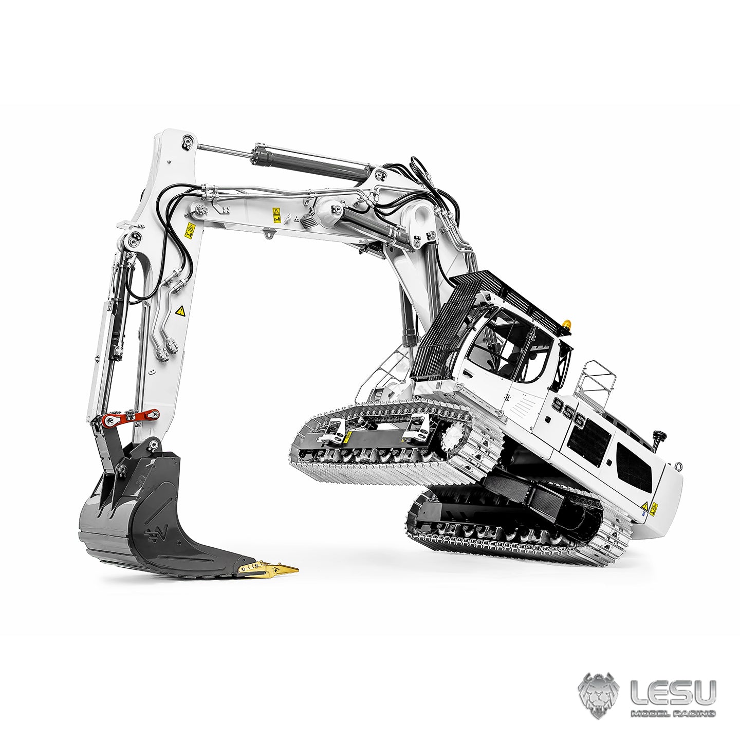 LESU LR956 1/14 Metal RC Excavator B0040 3-arm Hydraulic Digger Brushless Motor Lighting System Dual-Pump Electronic Display Screen for Hobbyists