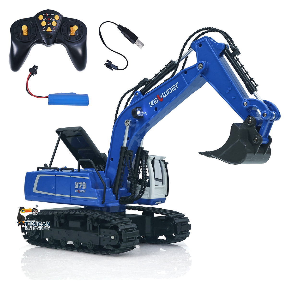 TOUCAN RC HOBBY HUINA 1/18 RC 13550 Remote Control Excavator 11CH 350?? Rotation RC Digger 2.4G Radio Battery Light Sound USB Charger