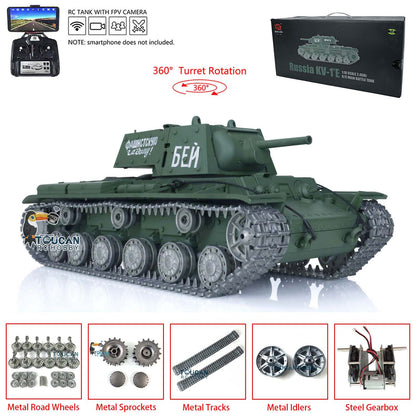TOUCAN RC HOBBY Heng Long TK7.0 1/16 T72 3939 Soviet Union KV-1 3878 RC Tank FPV 360 Degree Turret BB IR Metal Barrel Tracks Drive Idler Road Wheels
