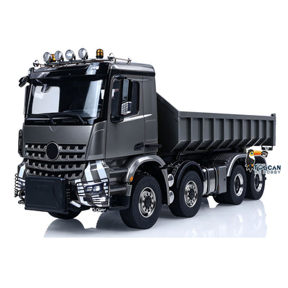 Toucanhobby 1/14 Remote Control Metal Hydraulic Roll On Off Dump Truck 8*8 5 Valves RC Full Tipper 3Speed Gearbox Hobbywing 1060 Brushed ESC Differential Locks