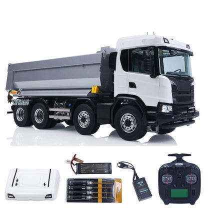 In Stock Double E 1/14 8X8 Remote Control Hydraulic Dump Truck 2Speed RC Model Tipper Metal Chassis Differential Lock FLYSKY ST8 Radio