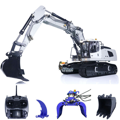 MTM 1/14 946-3 10CH RC Tracked Hydraulic Excavator 3 Arms Metal Diggers Assembled Painted Model Ripper Grab Bucket Toy ESC