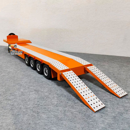 1:14 4-axle Metal Trailer for RC Tractor Car Trucks Electric Tailgate Legs Painted Assembled DIY Model Battery