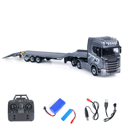 TOUCAN RC HOBBY US Stock HUINA 770S 1/18 Remote Control Tractor Truck Electric Support Legs Tail Board 3Axle Plastic Semi Flatbed Trailer RTR Model