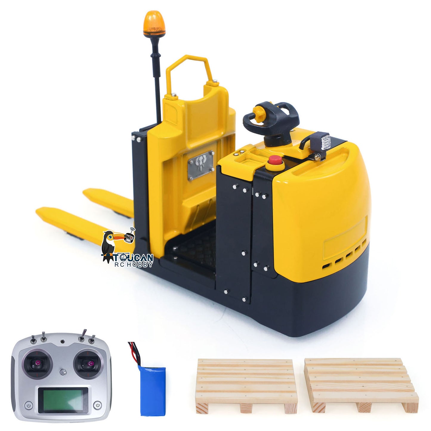 Metal 1/14 RC Electric Forklift MO55 RTR Remote Control Low Level Order Picking Truck Model Flysky Radio Battery Light Sound