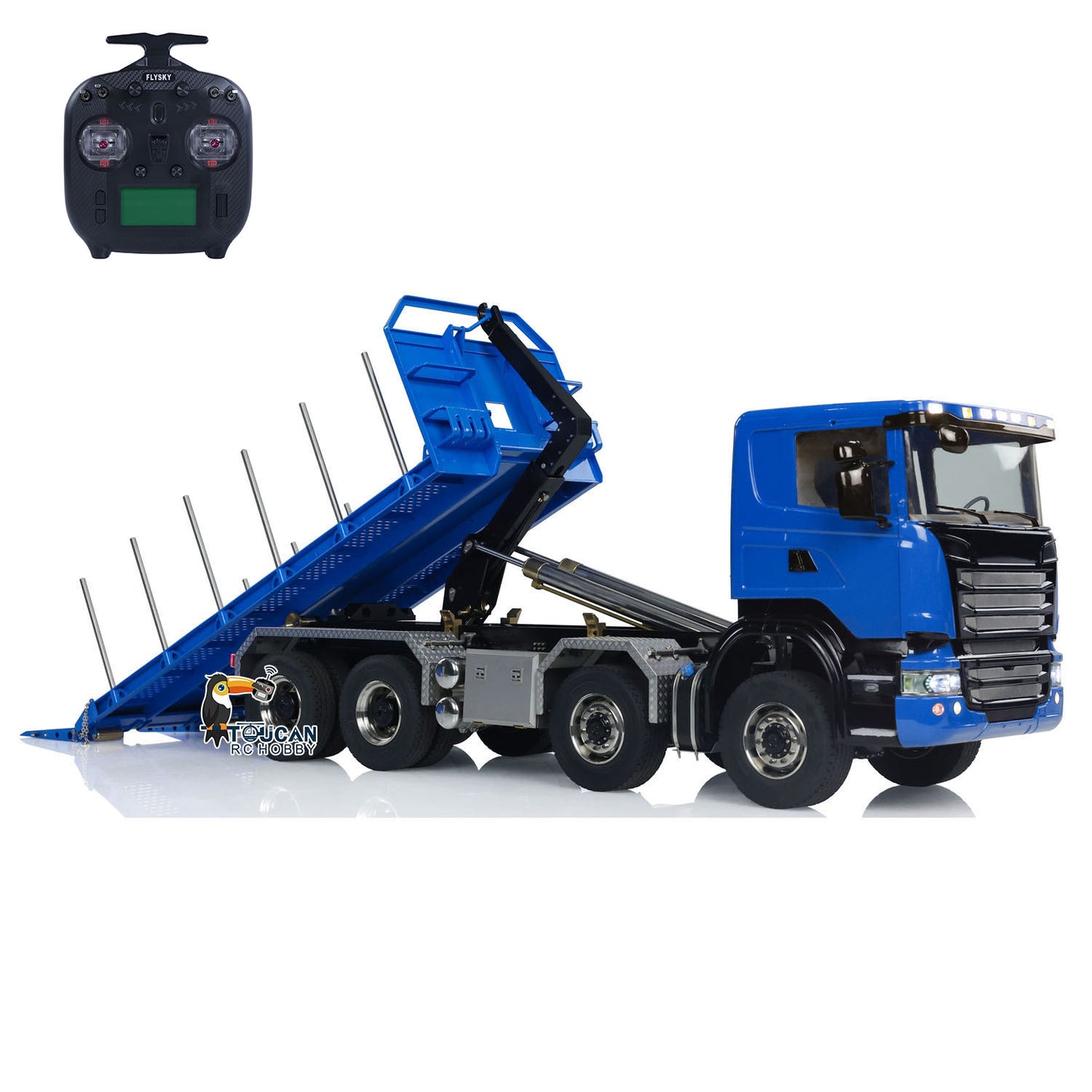 Toucanhobby G88 1/14 Metal 8x8 RC Roll On Off Hydraulic Dump Truck PNP 3 Speed Transmission Differential Lock Axles ST8 Controller Light Sound System for Construction Model Collectors