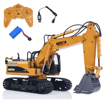 US Stock HUINA 1/14 RC Electric Excavator 1535 Remote Control Digger 15CH 2.4G Radio Finished Toy Model Battery Sound Light Effects