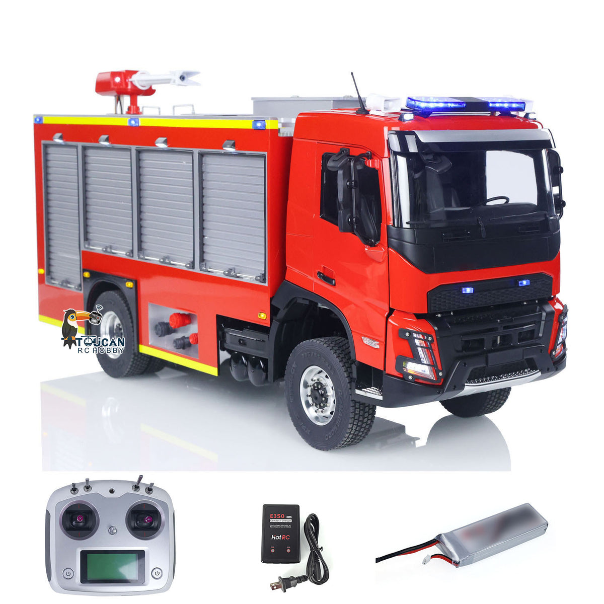 TOUCAN RC HOBBY 1/14 RTR Electric Model Car 4X4 Metal Axles Gearbox Remote Control Fire Fighting Vehicle Flysky i6S Radio 2Speed Light Sound