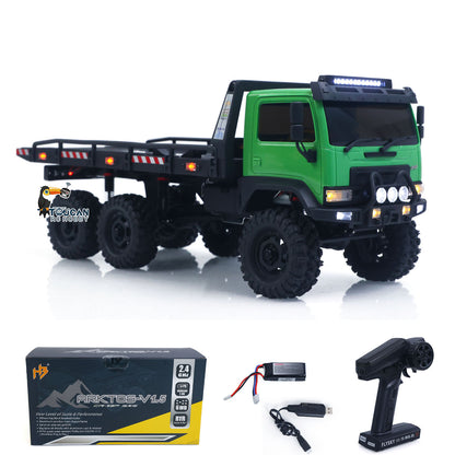 Fast Free Shipping for EU 1/18 Remote Control Flatbed Truck 6*6 Electric RC Off Road Vehicle Model Metal Chassis Gear Light System Flysky Radio No Sounds