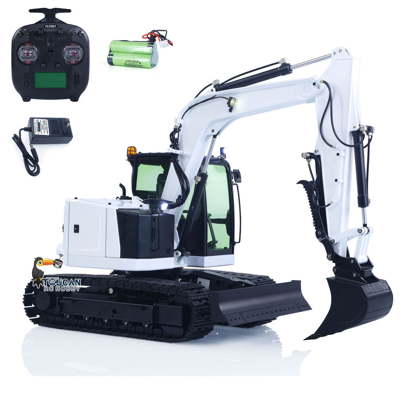 Metal 1/14 C308 Radio Control Hydraulic Excavator 4Valve RC Digger Engineering Vehicle Flysky ST8 Radio Lights Battery Assembled