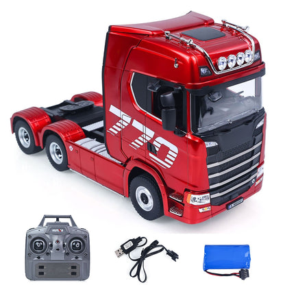 HUINA 1501PRO/1302A 770S 1/18 1/24 Plastic 6*4 RC Tractor Truck Remote Control Lorry Vehicle Light Sound Optional 3Axle Plastic Semi Flatbed Trailer