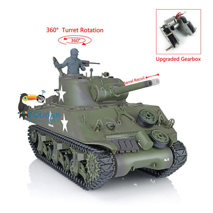 TOUCAN RC HOBBY Henglong 1/16 TK7.0 Plastic USA M4A3 Sherman 3898 RTR RC Tank 360 Degrees Turret BB IR Barrel Recoil Smoke Metal Barrel Steel Gearbox