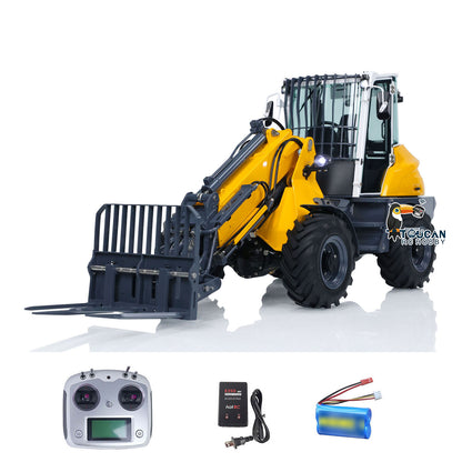 LESU AOUE AT1050 1/14 Metal 4X4 RC Hydraulic Telescopic Arm Loader FlySky I6S Radio Controller Fork Bucket Sound Light System