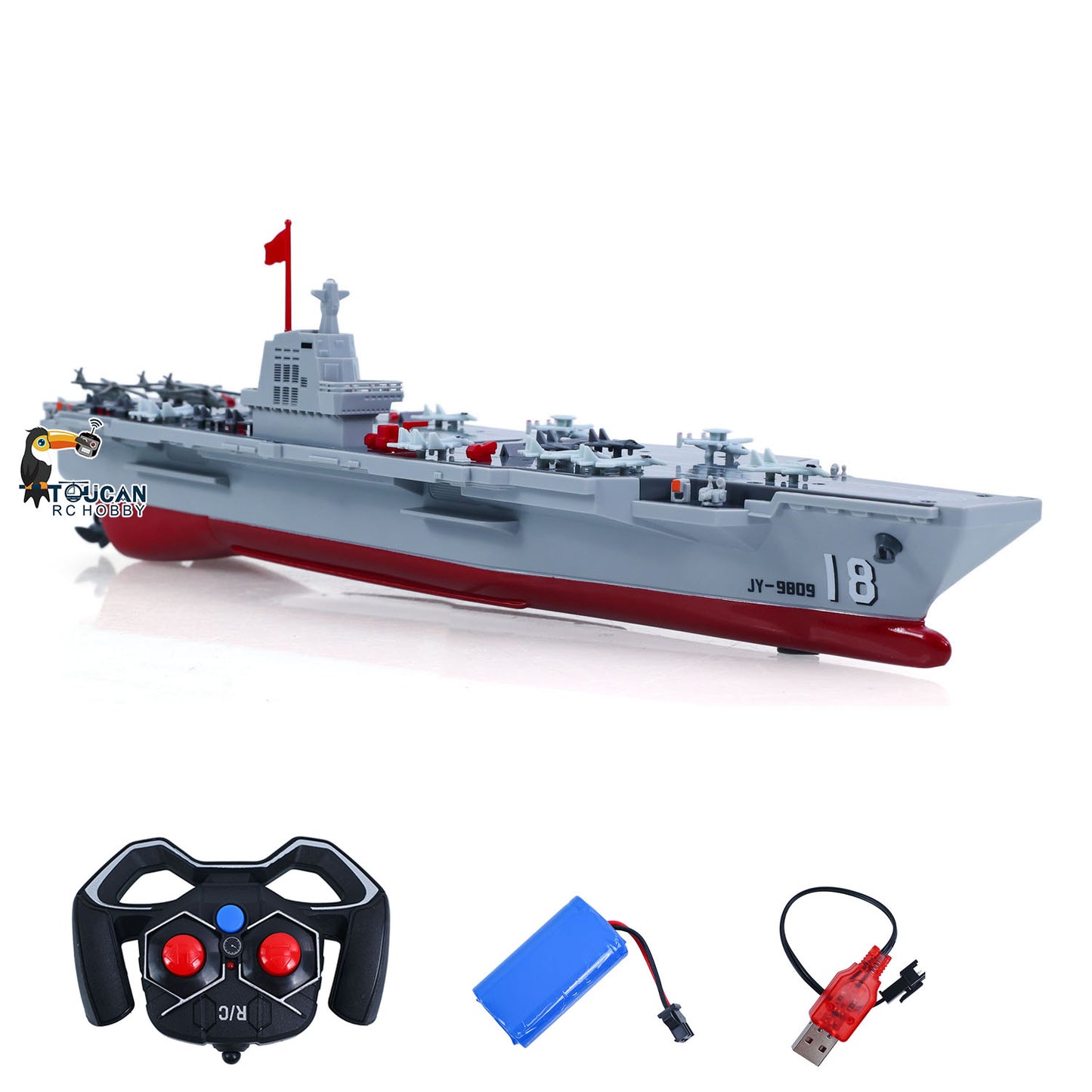 2.4GHz RC High Speed Boat Remote Control Aircraft Carrier Warship S19 Electric Water Toys RTR Battery Dual Motor USB Charge