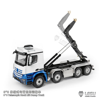 TOUCAN RC HOBBY LESU Z0088 1/14 8x8 Metal Roll Off RC Hydraulic Dump Truck with Folding Hook Lift 3 Speed Transmission Differential Lock Sound Light