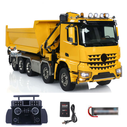 1:14 10*10 RC Hydraulic Crane Full Dump Metal Lorry Rear Axle Steering with U-shaped Short High Standard Bucket Timber Flatbed
