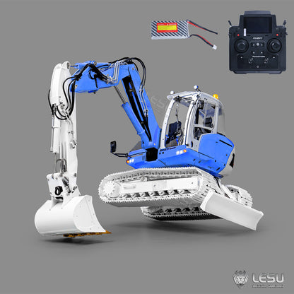 LESU 1/14 Metal RC Hydraulic Excavator MC15 4Arms Remote Control Digger 15MC 9 Valves Dual Pumps Light Sound PL18EV Lite