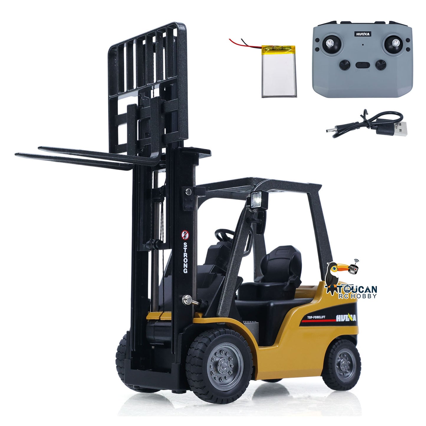 HUINA 1/50 Electric Remote Control Forklift 9925 Mini Warehouse RC Model Desktop Level Light Sound Effect Battery