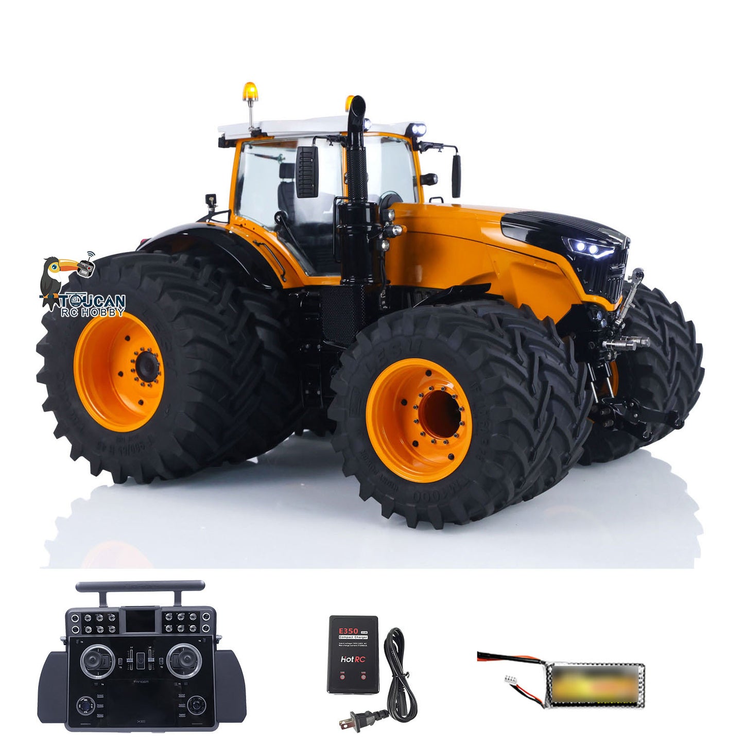 Metal LESU Remote Control 1/14 Hydraulic Tractor AOUE 1050 4x4 Double Wheels Agricultural Vehicle RTR Model Frsky Radio Battery
