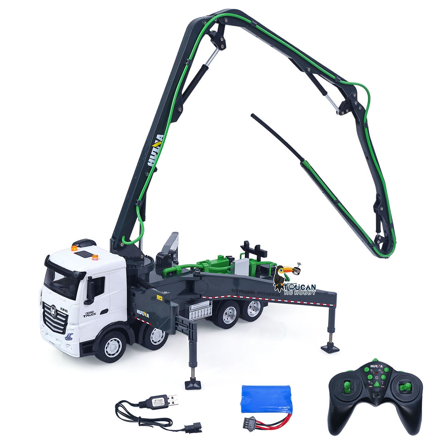 US Stock HUINA 1/18 Remote Control Concrete Pump Truck 1381 RTR Construction Vehicle Manual Support Leg Light Sound System Battery