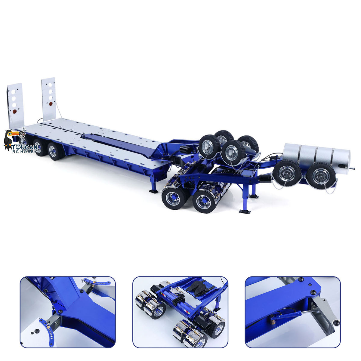 In Stock TOUCAN RC HOBBY JDModel 1.5M Metal Drake Trailer Lowboy Semi Trailer JDM-2 for 1/14 RC Tractor Truck DIY Remote Controlled Truck Construction Vehicle Hobby Models