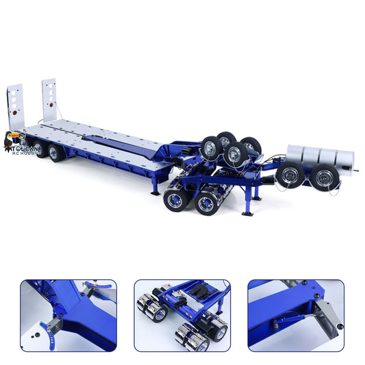 TOUCAN RC HOBBY JDModel 1.5M Metal Drake Trailer Lowboy Semi Trailer JDM-2 for 1/14 RC Tractor Truck DIY Remote Controlled Truck Construction Vehicle Hobby Models