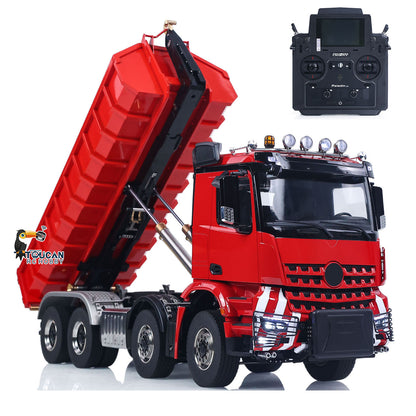 1/14 Remote Control Hydraulic Full Dumper 8*8 5 Valves RC Roll On Off Tipper Engineering Vehicle Differential Locks No Charger