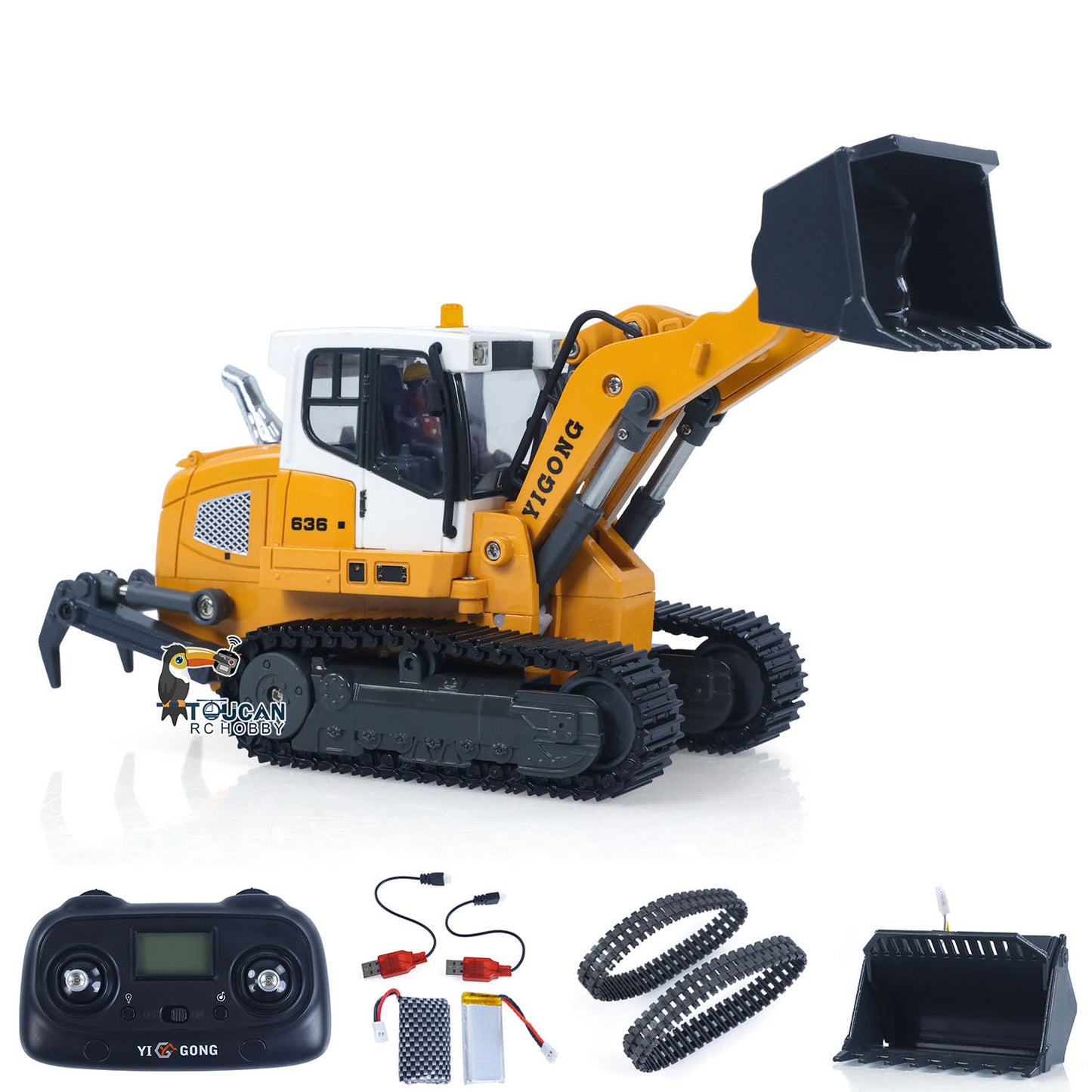 Fast Free Shipping for EU LR636 1/50 RC Tracked Loader Electric Lifting Radio Control Model Vehicle Metal Openable Bucket Tracks Ripper Soil Loosening Hook
