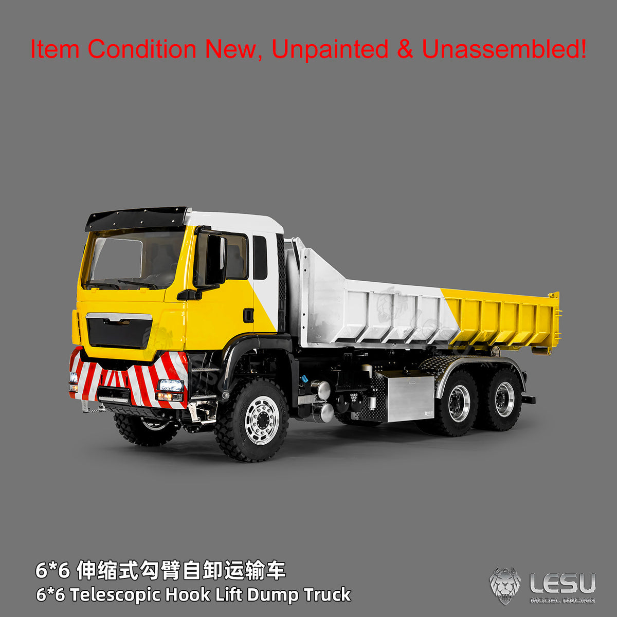 TOUCAN RC HOBBY LESU Z0094 1/14 Metal 6x6 RC Hydraulic Roll on off Dump Truck Telescopic Hooklift Transport Vehicle with 3Speed Transmission 5CH Valve Light Sound